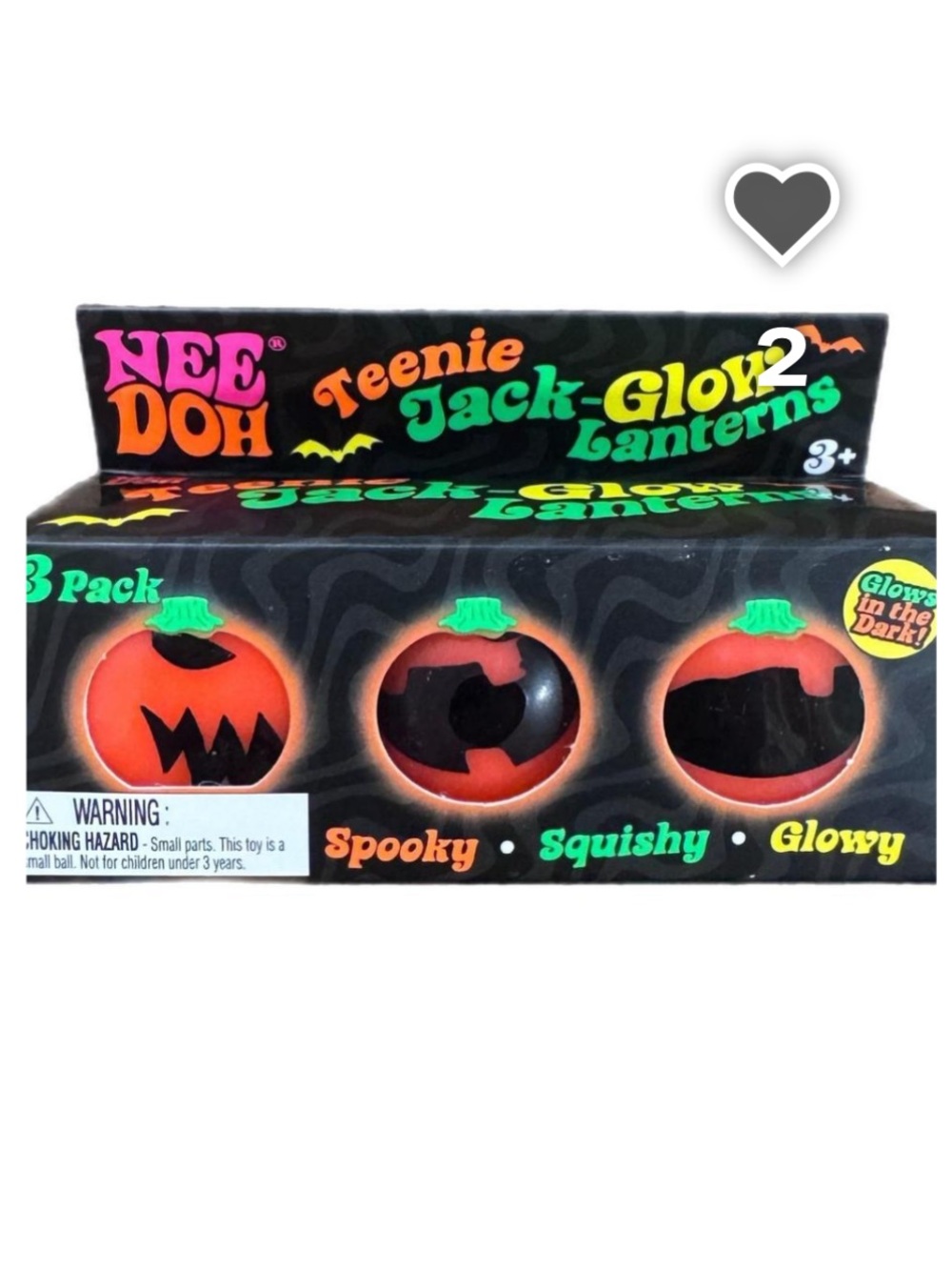 Teenie Jack-Glow2 Pumpkin Squishy Toy - Orange (3 Pack)